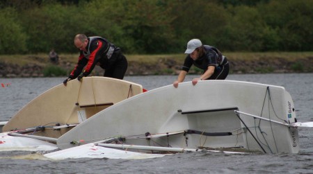 Two Lasers capsized